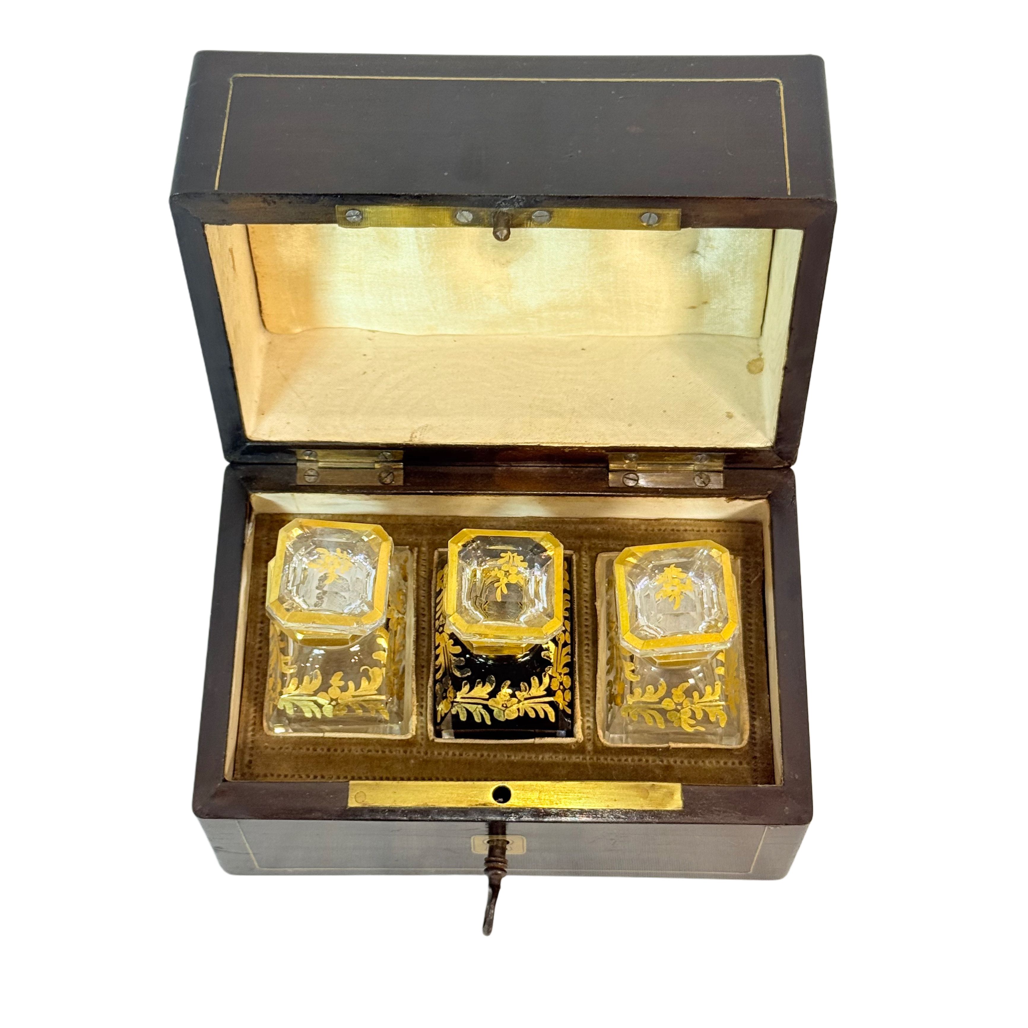 Antique Luxury Box with Handcrafted Crystal Bottles