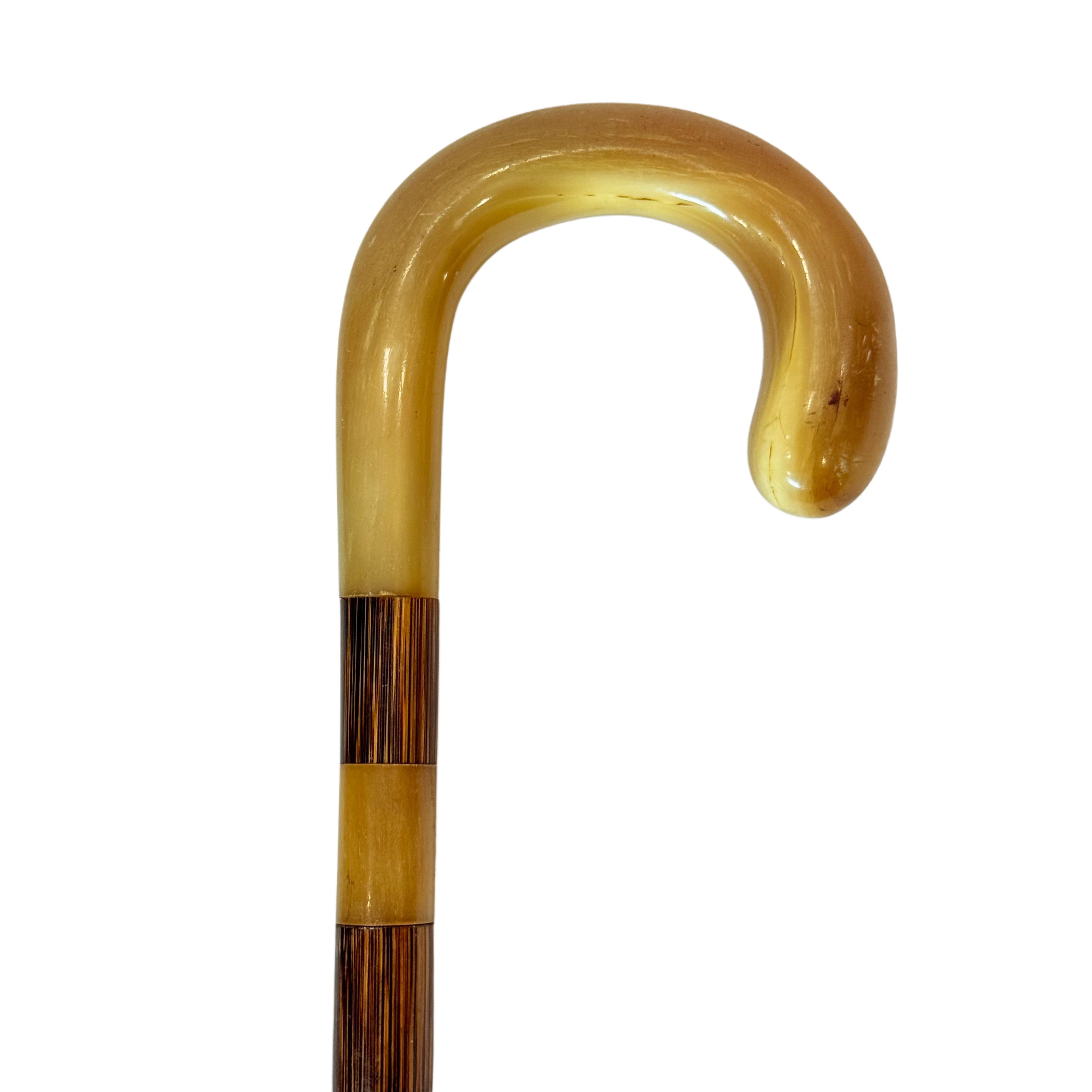 Victorian Era Wooden Cane with Rhino Ivory Handle (1837-1901)